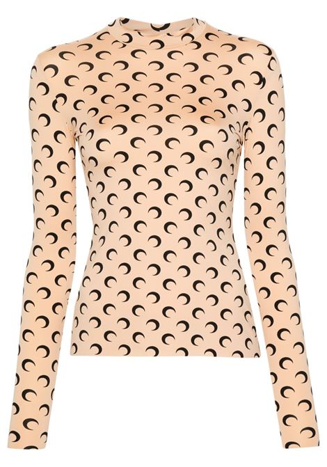 moon jersey highneck top woman beige MARINE SERRE | WTS005ACJER0001TA10